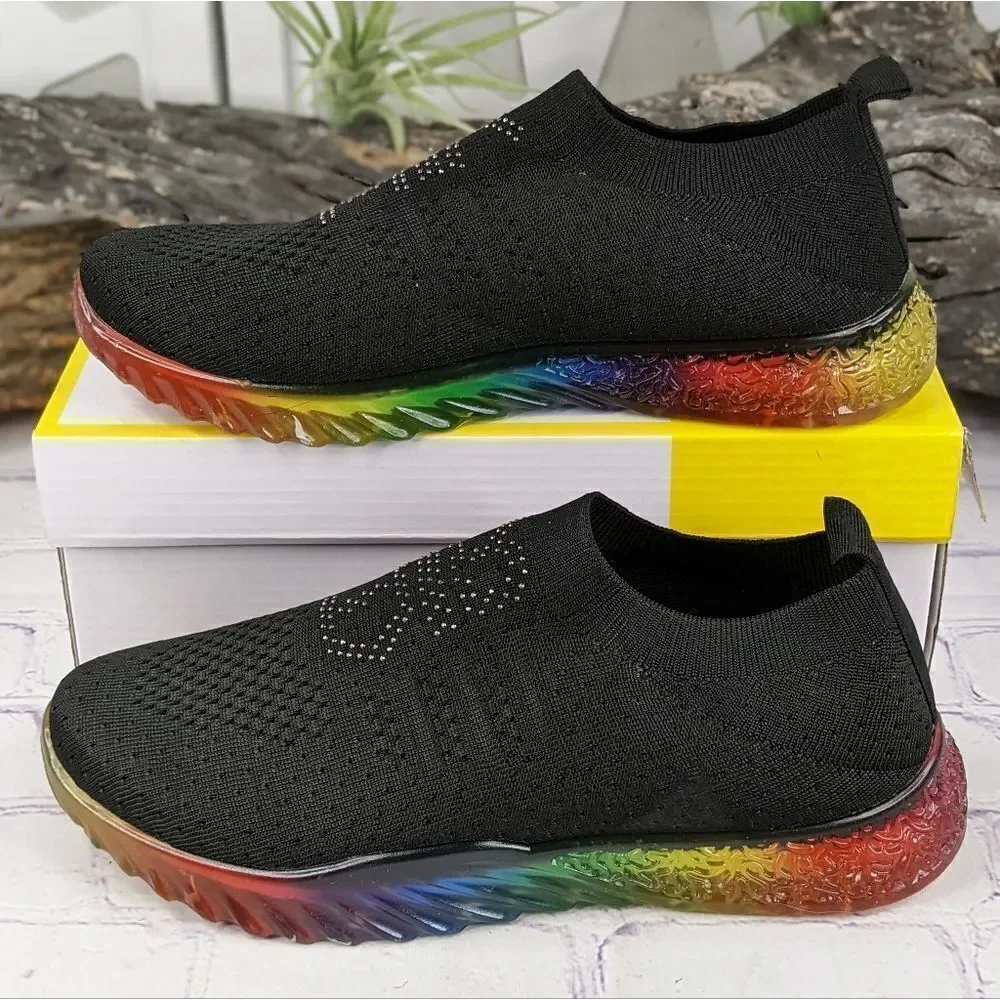 NIB G.N.D. Flow Stretch Knit Slip On Sneaker with Rainbow Sole